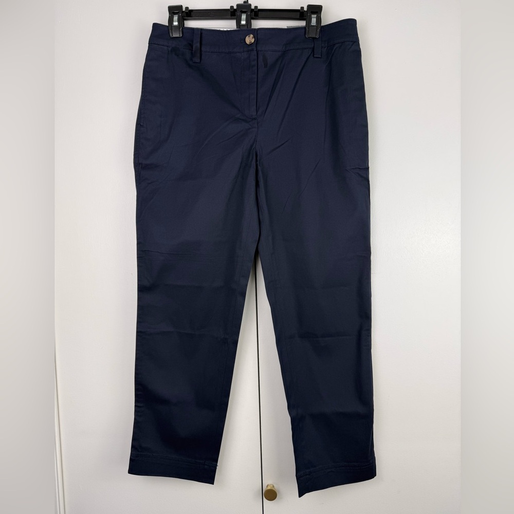 Talbots Women's Slim Perfect Crop Pants Navy Blue Size 8 NWT Heritage Twill